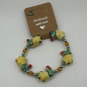 Charming Bracelet with Yellow and Green Beads